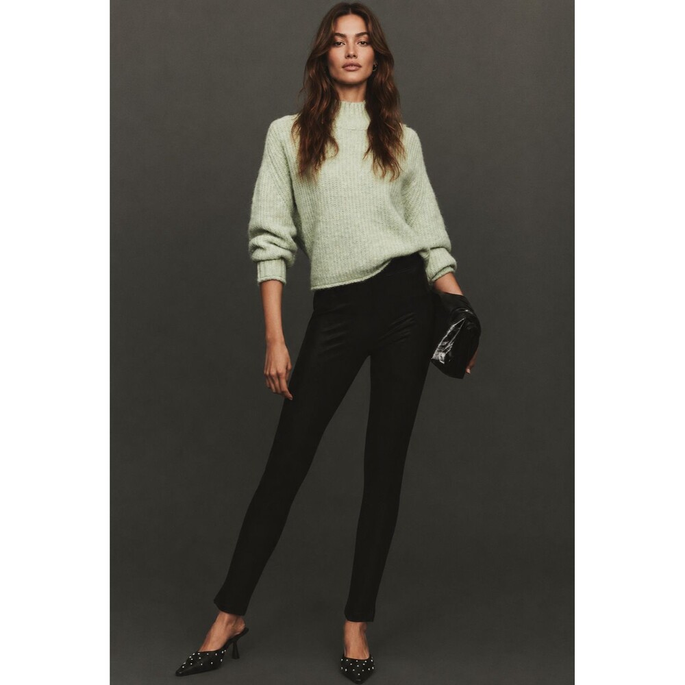 ANTHROPOLOGIE SANCTUARY W SMALL New Faux Leather Leggings Black Pants Pull On